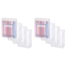 8 Pcs Plastic Clear Crayon Box Bulk Holds 24 Crayons Boxes Wth Hinged Lid and Snap Closure for School Office Supplies