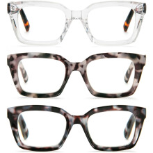 Lunettes de lecture anti-lumière bleue pour femmes, correction de 1,5 dioptrie, grande monture rectangulaire, lot de 3