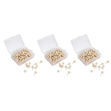 390pcs Round Wood Decorative Push Pins, Wood  and Steel Needle Point Thumb Tacks for Photos, Maps and Cork Boards