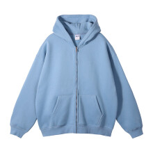 Geansaí Zip-Up Gorm Éadrom Soladach na bhFear le Hoodie