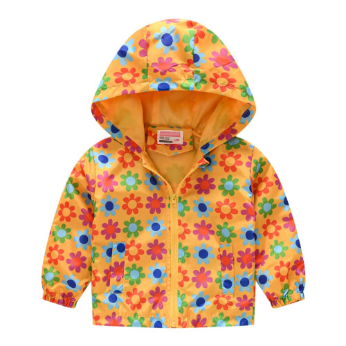 Winddichte jas met capuchon en print voor peuters van 2-3 jaar.