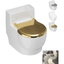 Inodoro para gatos de acero inoxidable, montado en la pared, con sistema de gravedad.