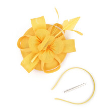 (Yellow) 1pc Fascinators Hoeden Vrouwen Bunkerhoed Veren Derby Hoofdband Bruiloft Hoofddeksels Theekransje Haarclip Hoge Hoed