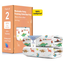 (Dinosaur, 2) Toddler Potty Training Bed Pads - Multi-Layer Non-Slip Washable Incontinence Mattress Sheet