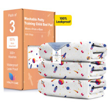 (Space, 3) Toddler Potty Training Bed Pads - Multi-Layer Non-Slip Washable Incontinence Mattress Sheet