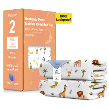 (Animal Print, 2) Toddler Potty Training Bed Pads - Multi-Layer Non-Slip Washable Incontinence Mattress Sheet