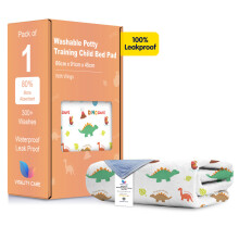 (Dinosaur, 1) Toddler Potty Training Bed Pads - Multi-Layer Non-Slip Washable Incontinence Mattress Sheet