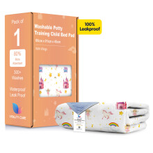 (Fairytale, 1) Toddler Potty Training Bed Pads - Multi-Layer Non-Slip Washable Incontinence Mattress Sheet