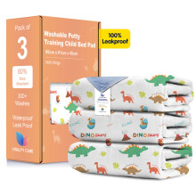 (Dinosaur, 3) Toddler Potty Training Bed Pads - Multi-Layer Non-Slip Washable Incontinence Mattress Sheet