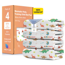 (Dinosaur, 4) Toddler Potty Training Bed Pads - Multi-Layer Non-Slip Washable Incontinence Mattress Sheet