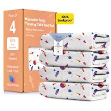 (Space, 4) Toddler Potty Training Bed Pads - Multi-Layer Non-Slip Washable Incontinence Mattress Sheet