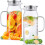 Glass Pitcher with Lid and Handle 2L 2-Pack 1