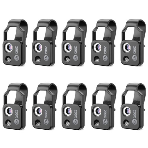 10pcs 200X Cell Phone Microscope Accessory with Window Microscope,  Digital Microscope with LED Light/Universal Clip