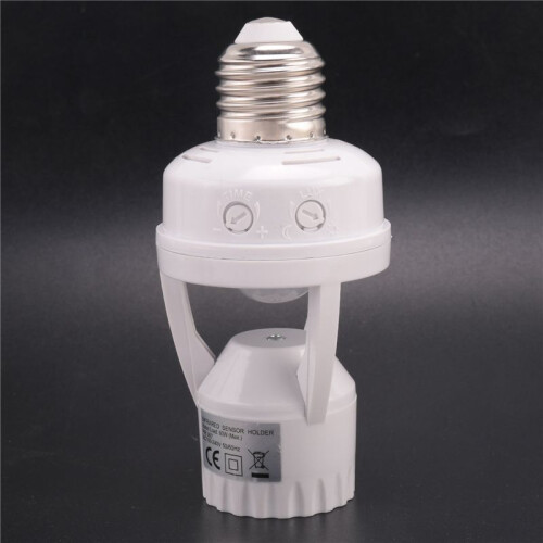 2X E27 LED 220V Screw Light Bulb Holder LED PIR Infrared Motion Sensor Lamp with  Socket Identify E27 1