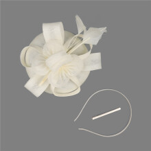 (Beige Color) Chapeaux fascinants pour femmes, 1 pièce, pilulier, plumes, bandeau Derby, couvre-chef de mariage, fĂŞte de thĂ©, pince Ă