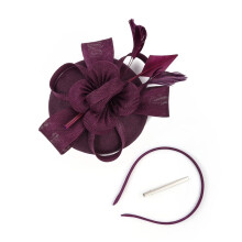 (Deep Purple) Chapeaux fascinants pour femmes, 1 pièce, pilulier, plumes, bandeau Derby, couvre-chef de mariage, fĂŞte de thĂ©, pince Ă