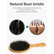 3X Escova de Cabelo com Cerdas de Javali, Escova de Madeira Antiestática para Desembaraçar o Couro Cabeludo, Pente de Massagem, Almofada de Ar,