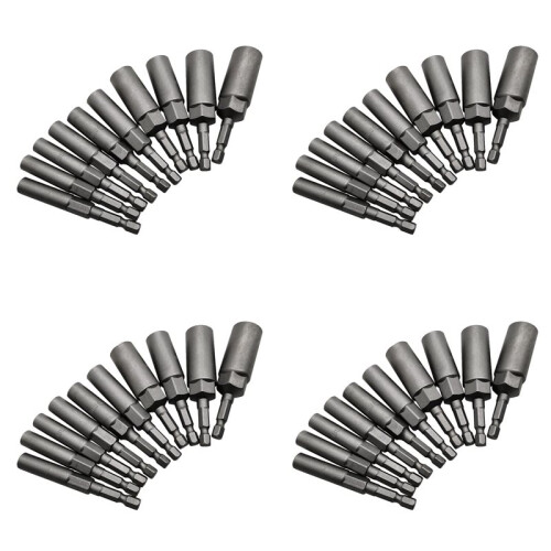 40Pcs 5.5mm-14mm Hex Socket Sleeve Nozzles Nut Driver Set for Power Drills Impact Drivers Power Screwdriver Handle Tools