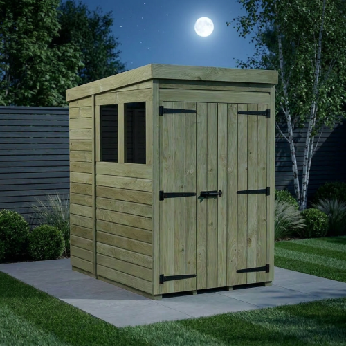 4 x 6 Pent Shed (Double Door, With Windows) 2