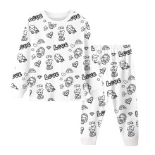 Ensemble pyjama à colorier peint à la main pour enfants – Saint-Valentin