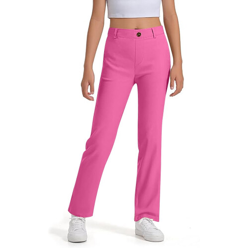 Mädchen-Uniformhose, einfarbig, hoher Bund, gerader Schnitt