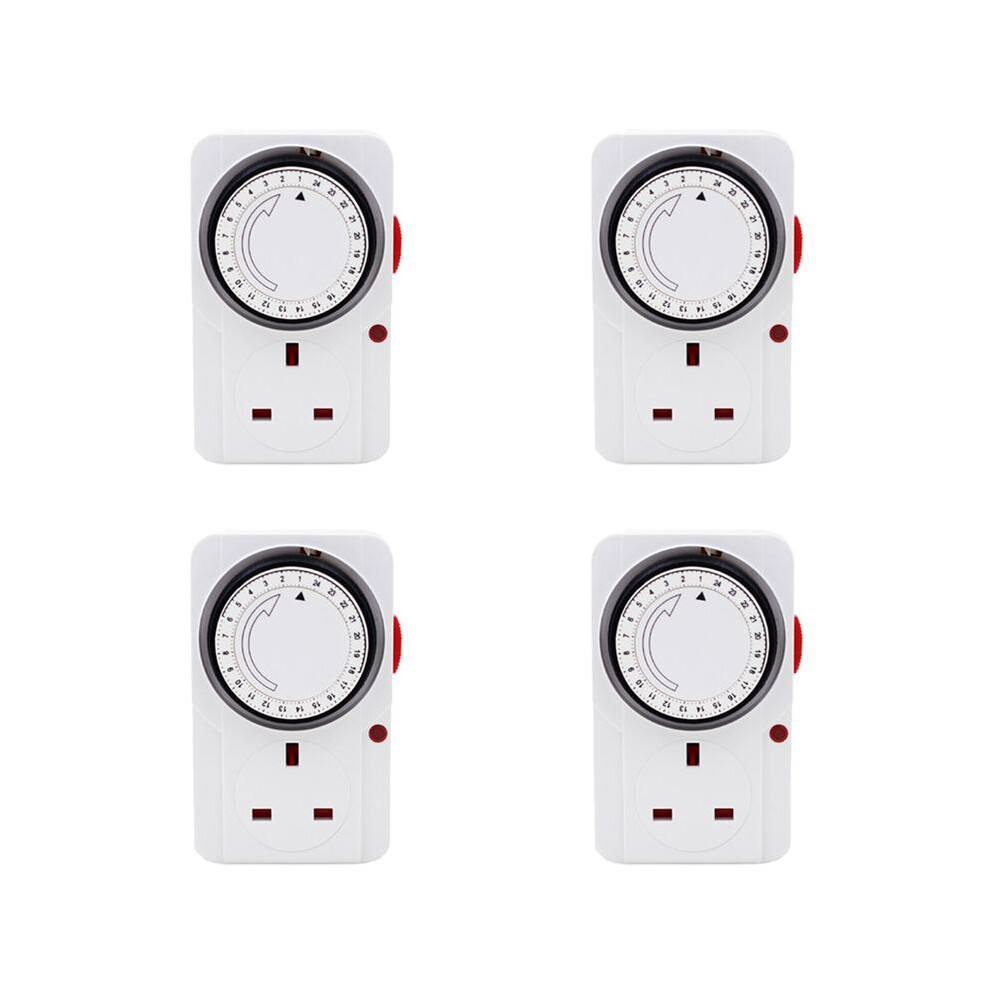 4X 24-Hour Segmented Timer --Saving Plug Timer Socket Kit-with Programmable  Controller UK Plug