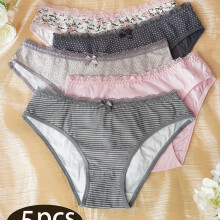 (Mixed Color, 8) Set of 5 Women'S Underwear, New 2026 Style, Thin And Breathable Women'S Briefs with 95% in The Crotch, Mid-Rise Women'S