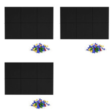 Cork Board Alternative, 18 Pack Wall Tiles with 150 Pushpins, Black Cork Boards for Walls Cork Board