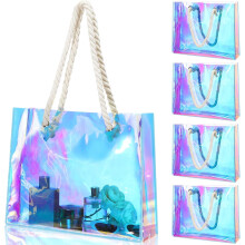 Holographic Clear Tote Bag Waterproof 4 pcs 11.8x15x4 inch