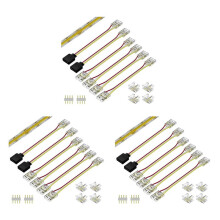 3 Set Connettori da 10 mm per CCT Tunable COB LED Strip Light Kit di Connessione per Prolunga Terminale Senza Saldatura un 3 Pin