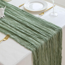 Runner da tavola boho verde in garza semitrasparente 35x118 pollici