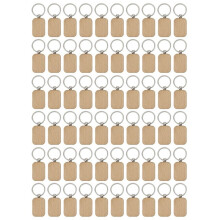 60Pcs Blank Wooden Wooden Keychain DIY Wooden Keychain Key Tag Anti-Lost Wood Accessories Gift