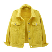 Dames denimjack, casual, effen geel, maat XXXL