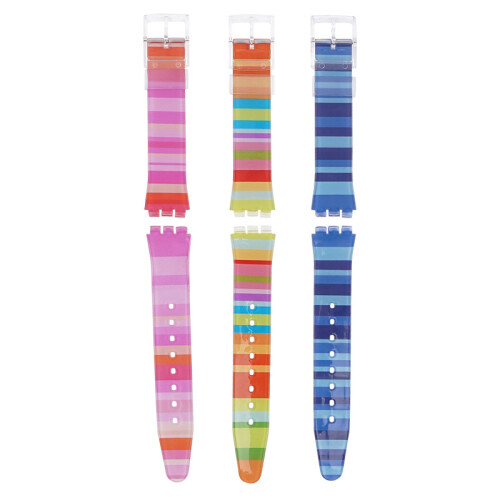 (Pink, 19MM) Swatch Replacement Rainbow PVC Strap - 17/19mm Accessories 2