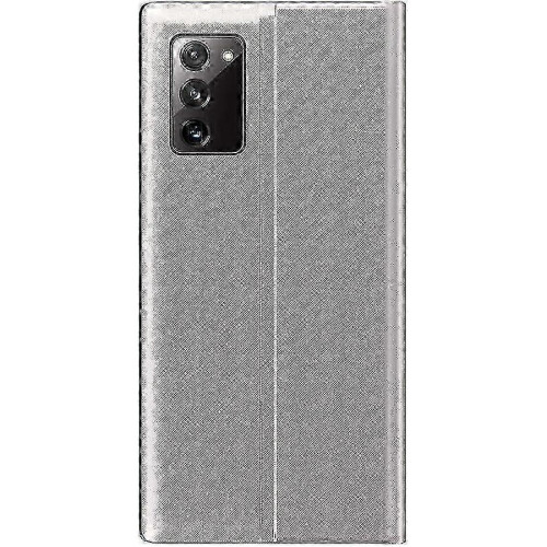 (Silver) Galaxy S20 FE Smart View Flip Cover with Mirror Display Window, Premium Leather Case 1