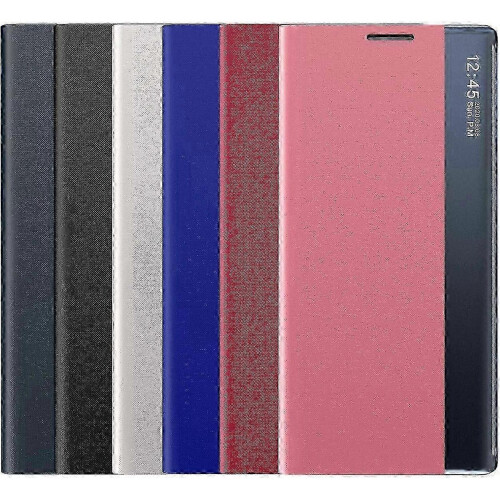 (Silver) Galaxy S20 FE Smart View Flip Cover with Mirror Display Window, Premium Leather Case 2