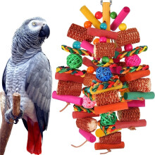 Grand jouet Ă mâcher pour perroquet, jouet pour oiseau, boule de rotin en Ă©pi de maĂŻs, jouet Ă mâcher, grande ficelle Ă