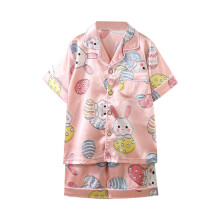 Ensemble pyjama d'été pour enfants, manches courtes, col à revers, motif dessin animé
