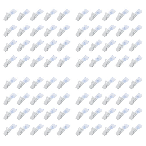 80 Pcs Plastic ID Card Name Tag Holder Badge Strap Clip White Clear