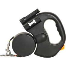 Doppelleine für Hunde, LED-Taschenlampe, Kotbeutelhalter, 360-Anti-Verwicklungs-System