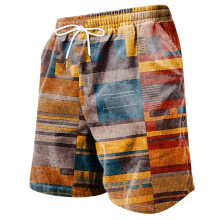 Pantalones cortos casuales para hombre con estampado de cuadros vintage, corte holgado, 1 par.