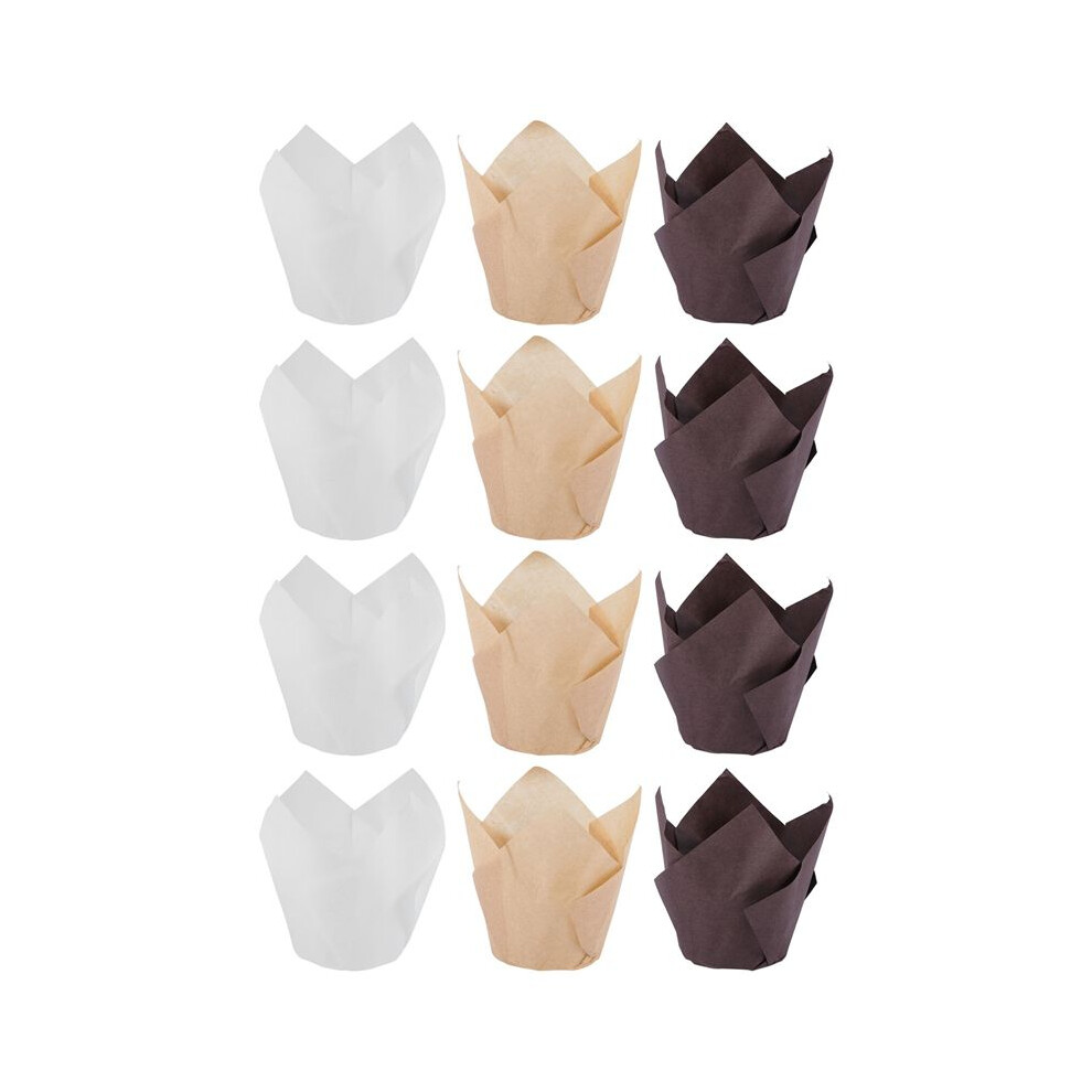 800Pcs Tulip Cupcake Baking Cups, Muffin Baking Liners Holders, Rustic Cupcake Wrapper, Brown, White And Nature Color 6031819295879