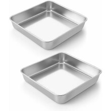Confezione da 2 teglie quadrate per torte in acciaio inox da 8 pollici