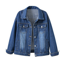 Dames denimjack casual effen blauw maat L