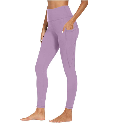Dames yogabroek effen kleur hoge taille elastische legging