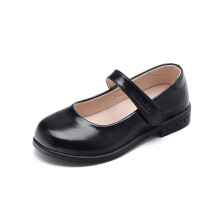 Sandalias de verano para niñas, color negro, de piel, con correa ajustable y suave.
