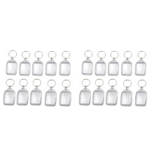 20x Clear Acrylic Plastic Blank Keyrings Insert Passport Photo Keychain Keyfob