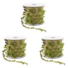 3X Natuurlijke Jute Touw 5 mm Hessische Touw met Kunstmatige Bladeren Jute Touw voor DIY Cadeaupapier Bruiloft Tuin (32.8FT)