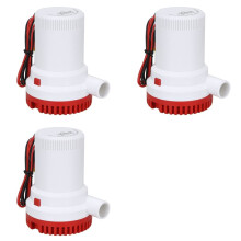 3X 2000GPH Zeewater Lenspomp Dompelpomp Jacht Boot 12V Caravan Vissen Zee Rood