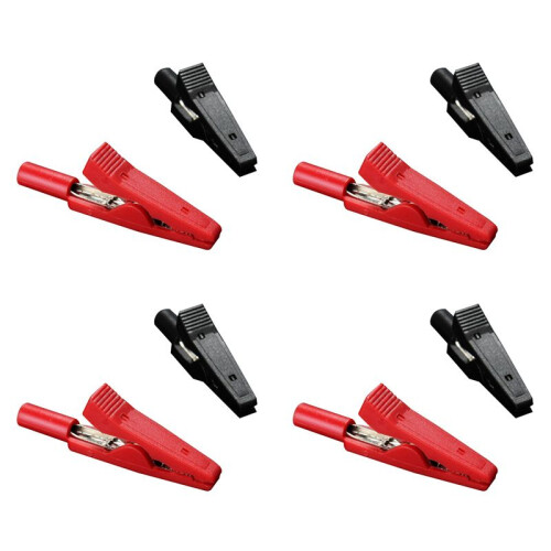 8X Insulated Alligator Clip Connector Clamp Testing Probe Red+Black